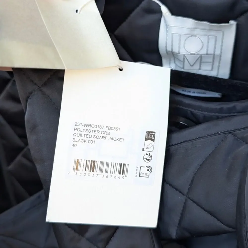 NWT TOTEME Black Scarf-detailed Quilted Recycled-shell Jacket, size IT 40/ US8 - Picture 4 of 9